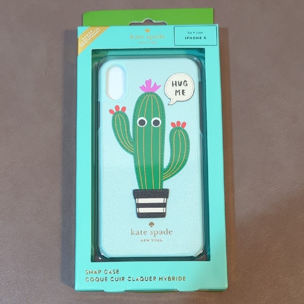New Kate Spade iPhone X Snap Case Cactus Hug Me NIB